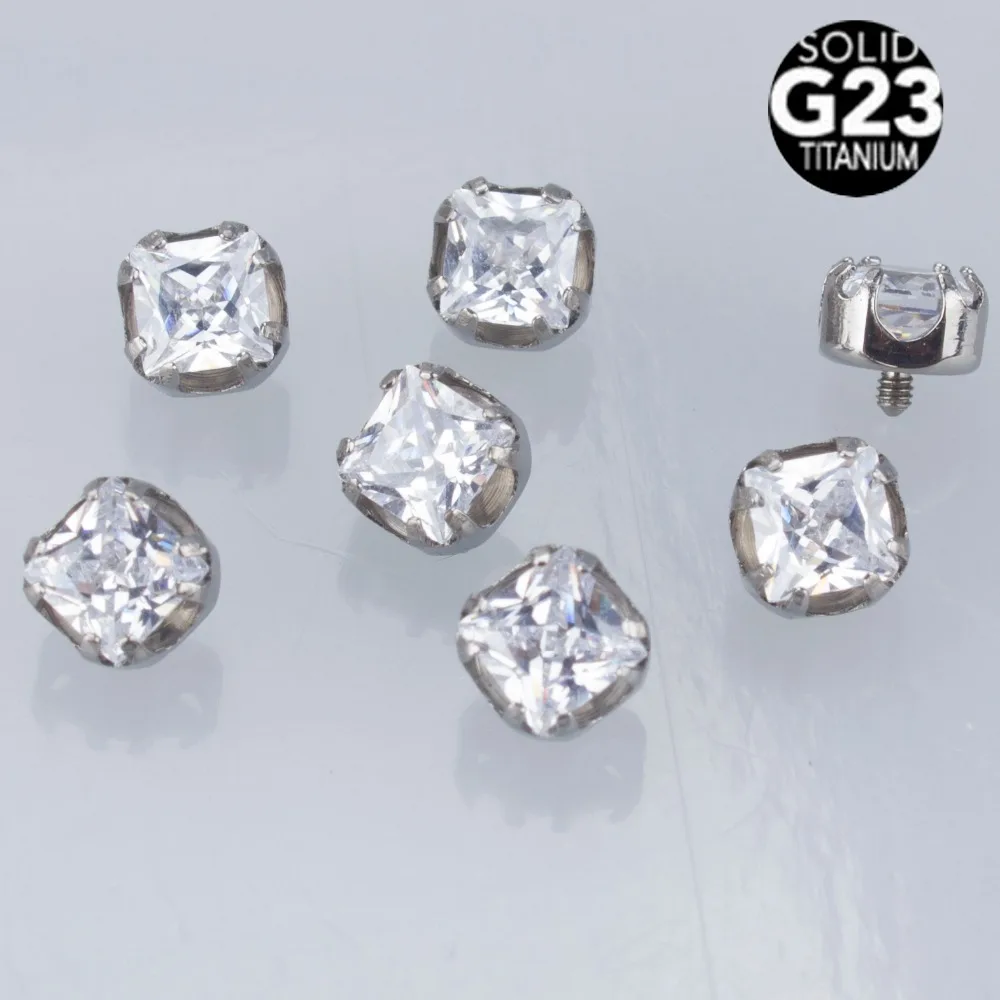 Square Zircon 1.2mm Threaded G23 Titanium Skin Diver And Dermal Anchor Labret Lip Piercing Tops Body Jewelry Replacement Parts
Square Zircon 1.2mm Threaded G23 Titanium Skin Diver And Dermal Anchor Labret Lip Piercing Tops Body Jewelry Replacement Parts