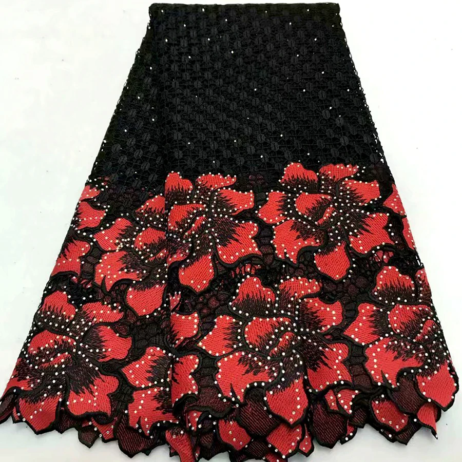 High Quality African Lace Fabric 2018 Latest African Guipure Lace Red & black Color Nigerian Guipure Lace Fabric
High Quality African Lace Fabric 2018 Latest African Guipure Lace Red & black Color Nigerian Guipure Lace Fabric