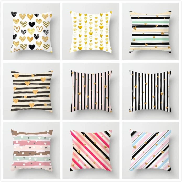 Fuwatacchi Gold Heart Printed Cushion Cover White Striped Pillow Covers Decorative Square Throw Cushion Case for Home Bedroom
Fuwatacchi Gold Heart Printed Cushion Cover White Striped Pillow Covers Decorative Square Throw Cushion Case for Home Bedroom