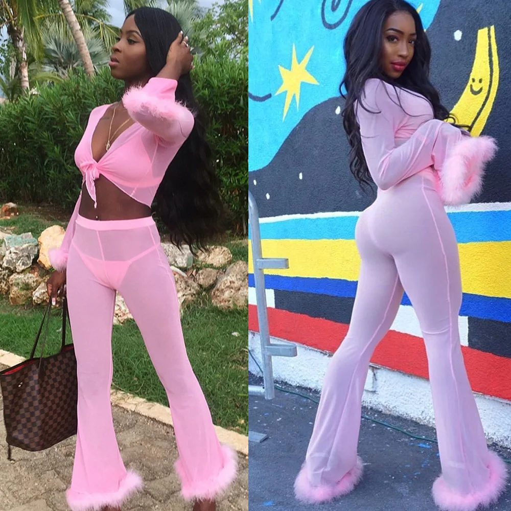 4 piece set women sexy pink mesh see through suits club crop tops long pants conjunto femenino
4 piece set women sexy pink mesh see through suits club crop tops long pants conjunto femenino