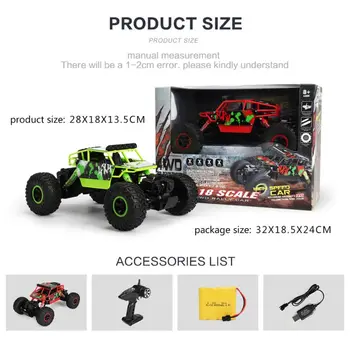 RC Car 4WD 2.4Ghz 1/18 Crawlers Off Road Vehicle Toy Remote Control Climbing Cars
RC Car 4WD 2.4Ghz 1/18 Crawlers Off Road Vehicle Toy Remote Control Climbing Cars