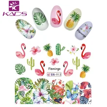 KADS 1PC autocollant à ongles série Flamingo décalcomanie à ongles Art des ongles autocollants de transfert d'eau décoration accessoires enveloppes décalcomanies(China)