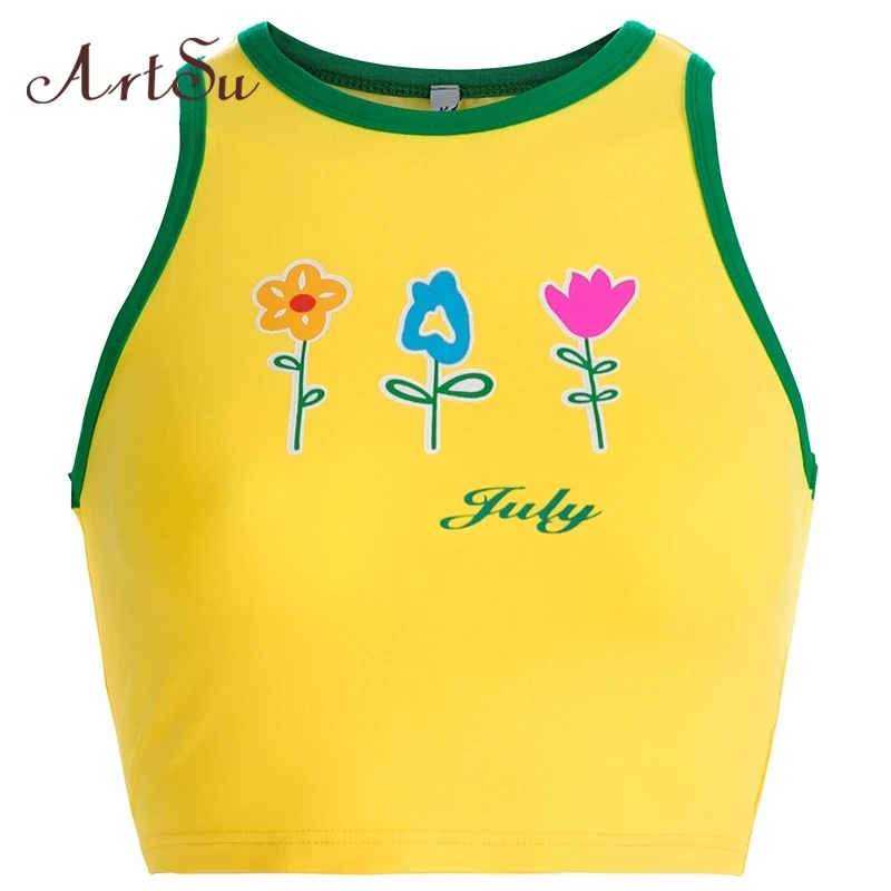 ArtSu Yellow Sleeveless Tank Top Women Floral Printed Sexy Croptop Off the Shoulder Vest Summer Tops Streetwear ASVE20743
ArtSu Yellow Sleeveless Tank Top Women Floral Printed Sexy Croptop Off the Shoulder Vest Summer Tops Streetwear ASVE20743