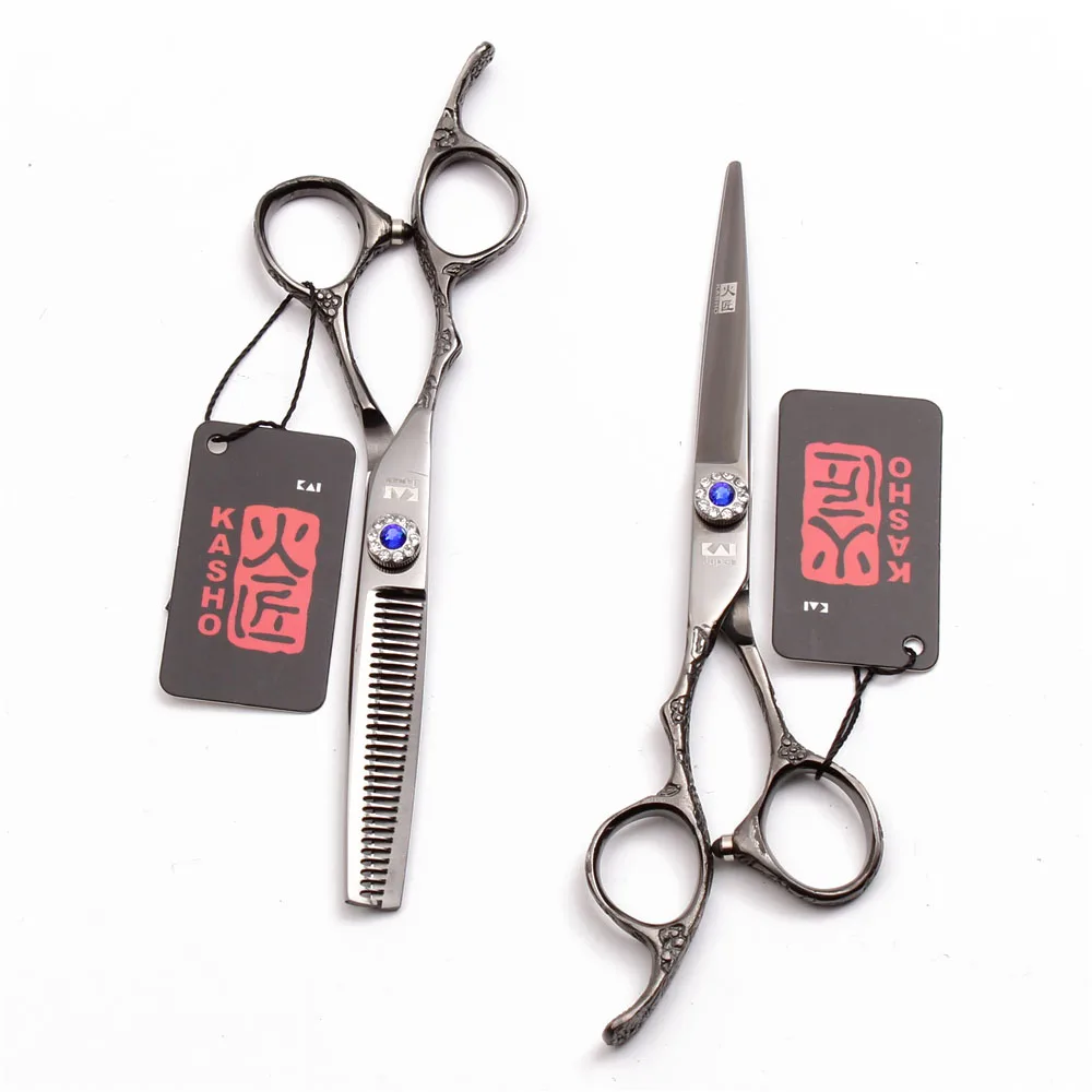 Left Hand 5.5" Kasho JP 440C Black Color Hairdressing Scissors Cutting Shears Thinning Scissors Professional Hair Scissors H8002
Left Hand 5.5" Kasho JP 440C Black Color Hairdressing Scissors Cutting Shears Thinning Scissors Professional Hair Scissors H8002
