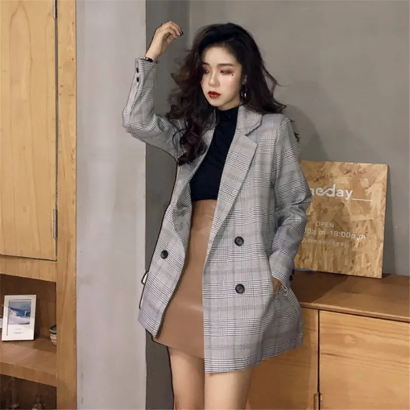 Chic Loose Retro Slim Plaid Long-sleeved Suit Jacket Women 2019 Spring Autumn new Korean Long section blazer Suits v472
Chic Loose Retro Slim Plaid Long-sleeved Suit Jacket Women 2019 Spring Autumn new Korean Long section blazer Suits v472