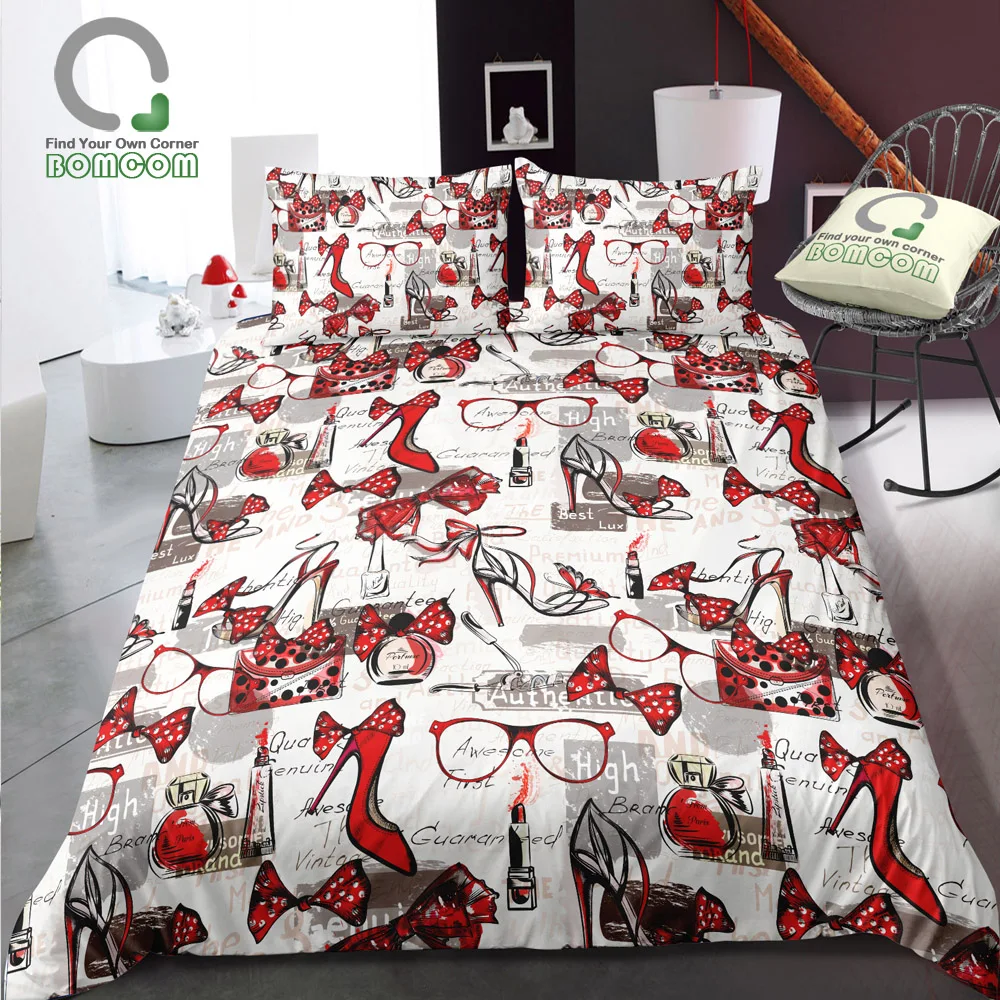 BOMCOM 3D Digital Printing Duvet cover set high-heeled shoes glasses bowknot lipstick bag cosmatic Bedding Set 100% Microfiber
BOMCOM 3D Digital Printing Duvet cover set high-heeled shoes glasses bowknot lipstick bag cosmatic Bedding Set 100% Microfiber