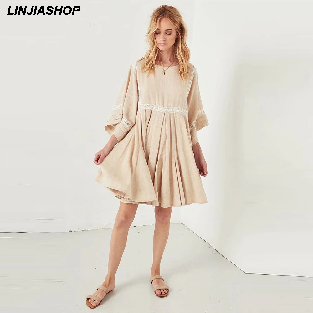 Vintage Dress Women Natural Waist A Line Lace Patchwork O Neck Spring Summer Mini Dress Bloggers Style New Arrivals 2019
Vintage Dress Women Natural Waist A Line Lace Patchwork O Neck Spring Summer Mini Dress Bloggers Style New Arrivals 2019