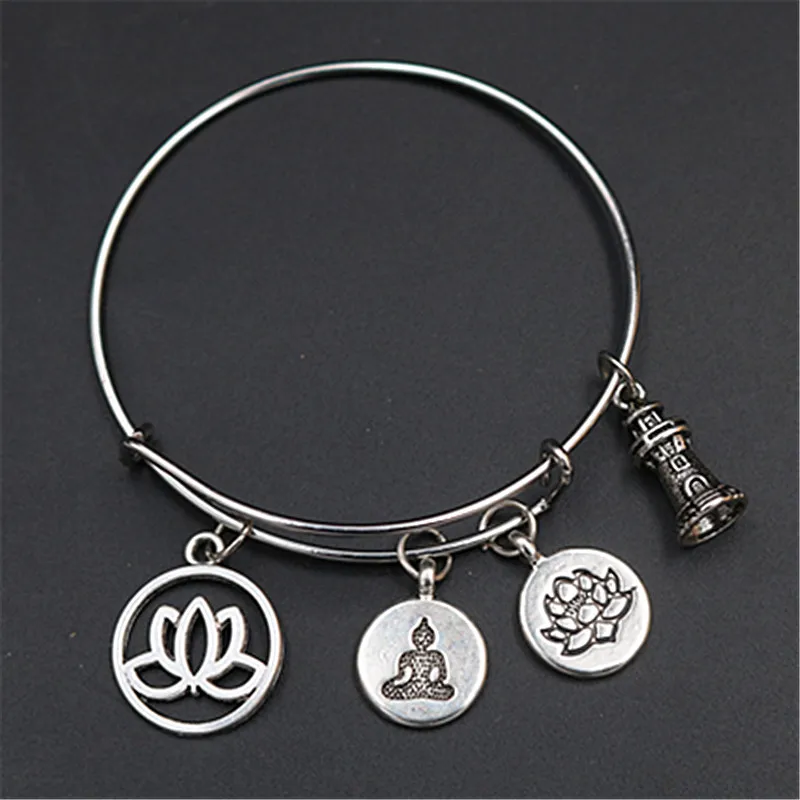 1pc Antique Silver Lotus Buddha Main Stupa Pendants Religious Handmade Charm DIY Metal Activity Adjustable Bangles A1571
1pc Antique Silver Lotus Buddha Main Stupa Pendants Religious Handmade Charm DIY Metal Activity Adjustable Bangles A1571