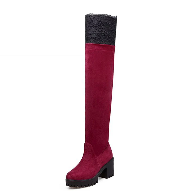 Big Size 34-43 Lace Square High Heels Over The Knee Boots Add Fur Thigh High Fall Winter Boots Platform Female Shoes Woman
Big Size 34-43 Lace Square High Heels Over The Knee Boots Add Fur Thigh High Fall Winter Boots Platform Female Shoes Woman