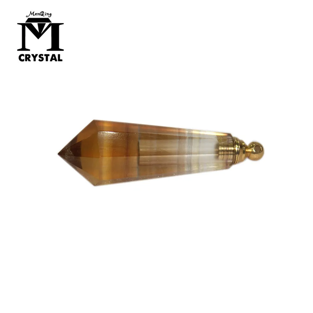 Natural Crystal Stone Yellow fluorite perfume bottle Pendant Striped fluorite pendulum essential oil bottle Necklace wish
Natural Crystal Stone Yellow fluorite perfume bottle Pendant Striped fluorite pendulum essential oil bottle Necklace wish