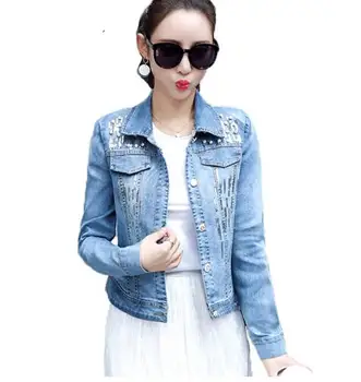 Size Ladies Spring Denim Jacket For Women 2018 Long Sleeve Chaqueta Mujer Slim Pearl Jeans Jacket Women Sequin Denim Coat
Size Ladies Spring Denim Jacket For Women 2018 Long Sleeve Chaqueta Mujer Slim Pearl Jeans Jacket Women Sequin Denim Coat