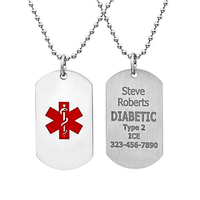 316 L Unisex Wholesale Medical Alert ID Engraved Pendant Personalized Allergy Tag Necklace
316 L Unisex Wholesale Medical Alert ID Engraved Pendant Personalized Allergy Tag Necklace