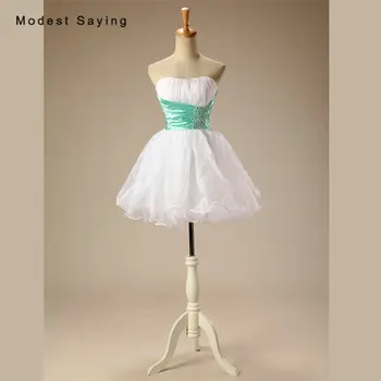 Simple Ivory and Mint Green Ball Gown Strapless Beaded Pleat Short Cocktail Dresses 2017 Girls Mini Prom Gown vestidos de coctel 
Simple Ivory and Mint Green Ball Gown Strapless Beaded Pleat Short Cocktail Dresses 2017 Girls Mini Prom Gown vestidos de coctel