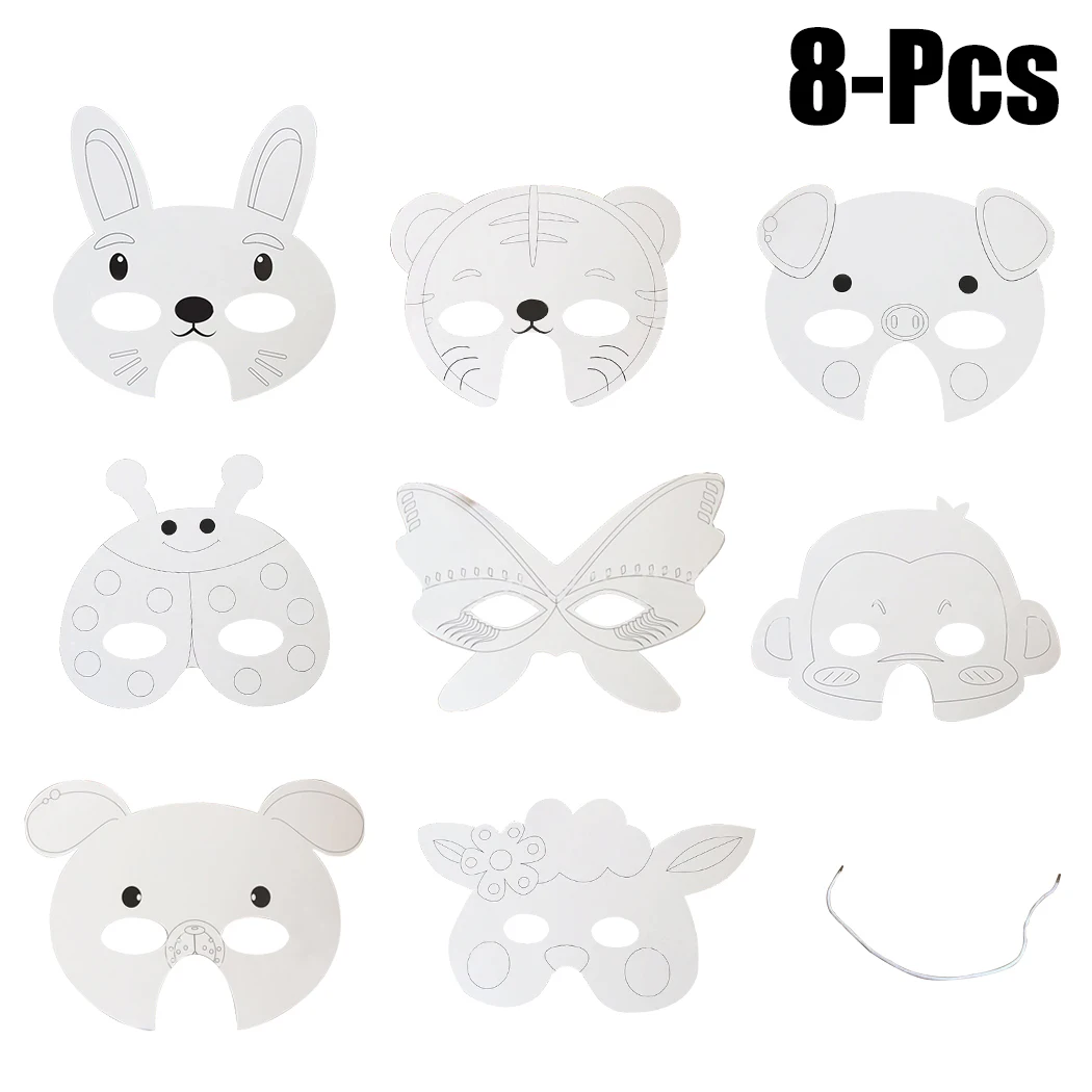 8PCS Party Mask Creative Cartoon Animals DIY Blank Painting White Mask Costume Mask Masquerade Party Mask
8PCS Party Mask Creative Cartoon Animals DIY Blank Painting White Mask Costume Mask Masquerade Party Mask