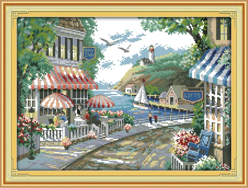 Seaside Cafe Counted Cross Stitch 11CT Printed 14CT Cross Stitch Set DIY Chinese Cotton Cross-stitch Kit Embroidery Needlework
Seaside Cafe Counted Cross Stitch 11CT Printed 14CT Cross Stitch Set DIY Chinese Cotton Cross-stitch Kit Embroidery Needlework