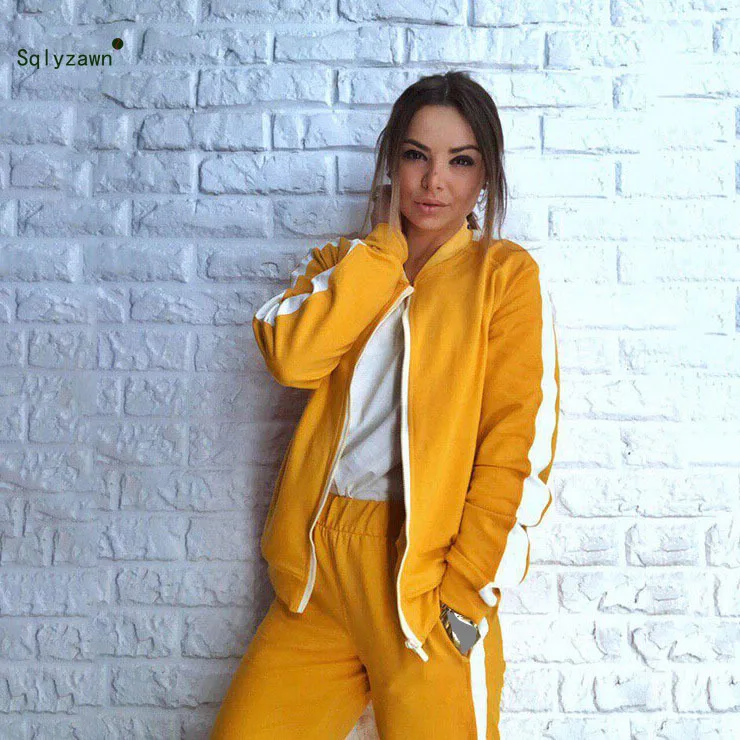 Spring Autumn 2 Piece Sport Set Women Streetwear Baseball Jackets + Jogger Pants Matching Outfits White Stripe Tracksuit Clothes
Spring Autumn 2 Piece Sport Set Women Streetwear Baseball Jackets + Jogger Pants Matching Outfits White Stripe Tracksuit Clothes