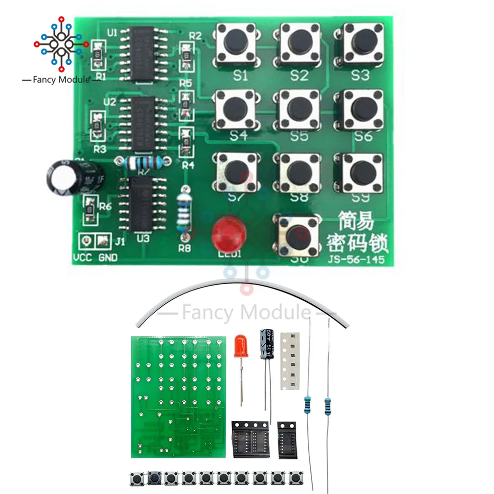 DIY Kits Multi-Functional Coded Lock Suite Simple Electronic Circuit Password Lock Module Training Parts
DIY Kits Multi-Functional Coded Lock Suite Simple Electronic Circuit Password Lock Module Training Parts