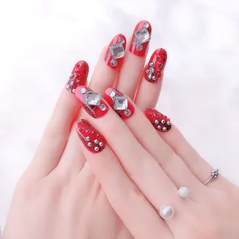 DIY Fashion Artificial Nails Bride Wedding Red Color False Nails 3D Big Rhinestone Finished Nail Art Tips with Glue 24pcs/set
DIY Fashion Artificial Nails Bride Wedding Red Color False Nails 3D Big Rhinestone Finished Nail Art Tips with Glue 24pcs/set