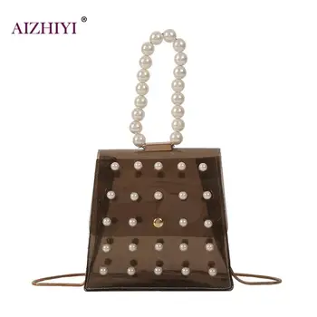 Girls Female Fashion Casual Pearls Clear Shoulder Messenger Handbags PVC Women Female Transparent Chain Crossbody Top-handle Bag
Girls Female Fashion Casual Pearls Clear Shoulder Messenger Handbags PVC Women Female Transparent Chain Crossbody Top-handle Bag