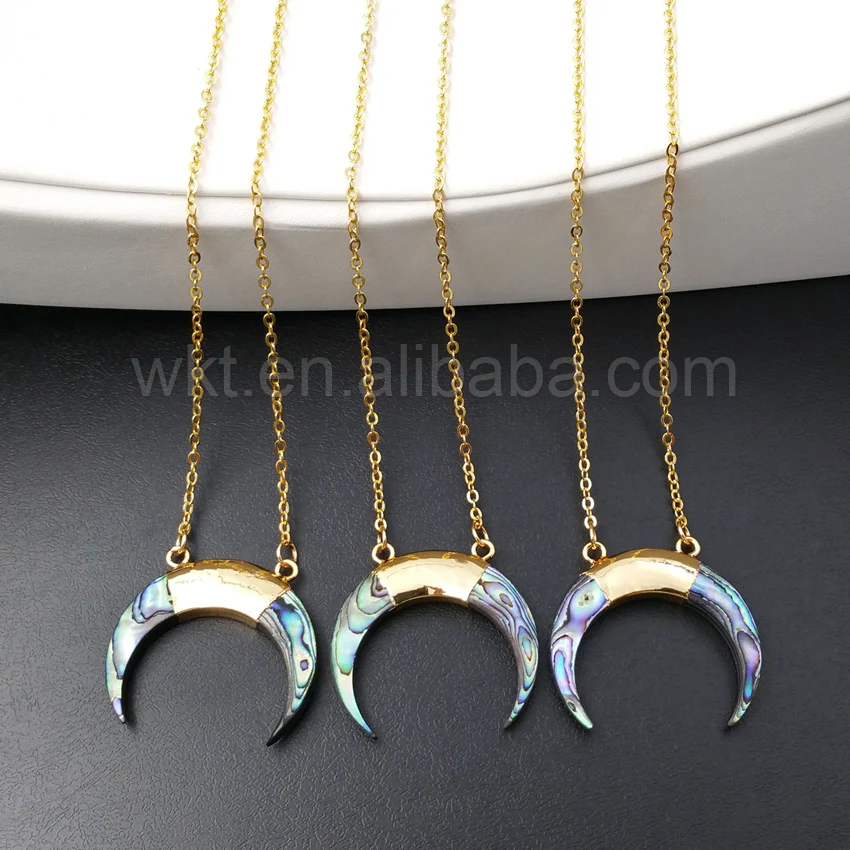 WT-N836 Wholesale Natural high quality Abalone shell crescent horn necklace, 24k gold color abalone crescent necklace
WT-N836 Wholesale Natural high quality Abalone shell crescent horn necklace, 24k gold color abalone crescent necklace