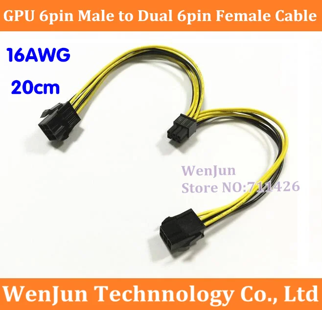 10PCS /LOT 16AWG GPU PCI-E PCI Express 6pin Male to Dual 6pin Female video card Power Cable 20cm Y-splitter Cable 6pin to 2*6pin
10PCS /LOT 16AWG GPU PCI-E PCI Express 6pin Male to Dual 6pin Female video card Power Cable 20cm Y-splitter Cable 6pin to 2*6pin
