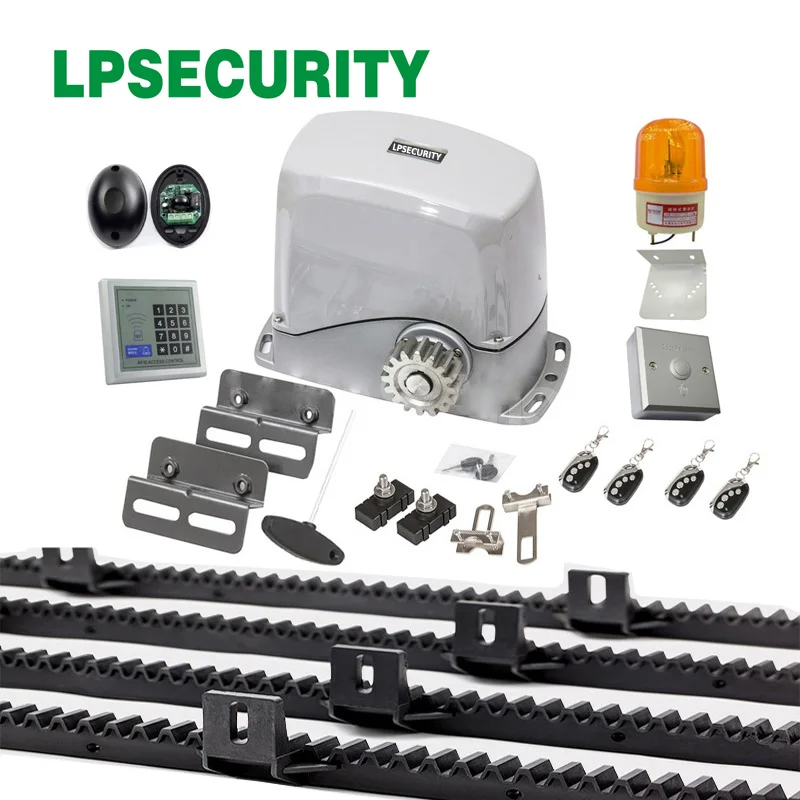 

LPSECURITY Ahouse solar system 5m racl sliding gate DC motor opener operator 24VDC 800kg (lamp sensor button keypad optional)