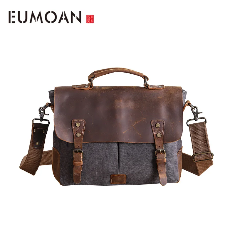 EUMOAN Men's postman bag, canvas shoulder bag, casual oblique cross bag, literary vintage cloth bag
EUMOAN Men's postman bag, canvas shoulder bag, casual oblique cross bag, literary vintage cloth bag