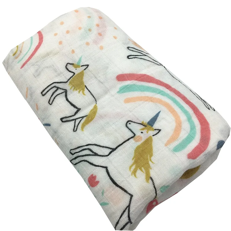 

100% Bamboo Fiber Unicor Muslin Blanket Print Floral Baby Bedding Bath Towels Blankets Newborn For Babies Swaddle Wrap Receiving