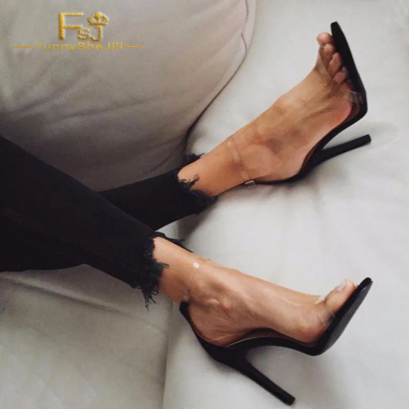 PVC Transparent Sandals Black Sole Sexy Summer Women Shoes Ankle Clear Strap Thin High Heels Customization Plus Size 15 FSJ
PVC Transparent Sandals Black Sole Sexy Summer Women Shoes Ankle Clear Strap Thin High Heels Customization Plus Size 15 FSJ