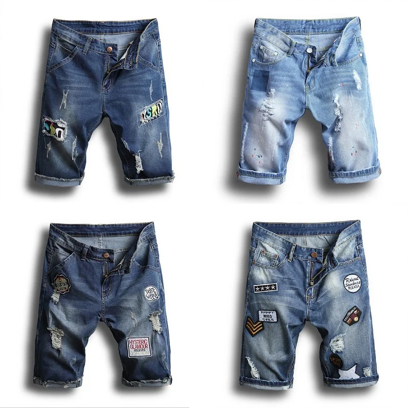 Denim Shorts Men's Summer Hole Fashion Patch Denim Shorts Large Size Cotton Men's Straight Knee Length Casual Denim Shorts
Denim Shorts Men's Summer Hole Fashion Patch Denim Shorts Large Size Cotton Men's Straight Knee Length Casual Denim Shorts