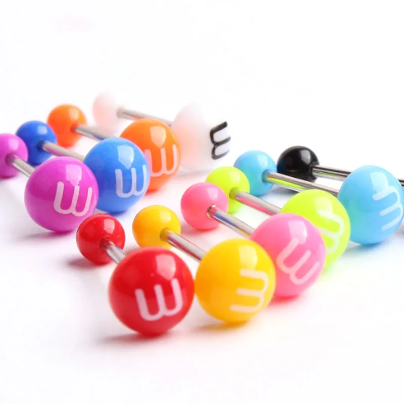 2 pics New Fashion Sweets Candy Letter Tongue Barbell Ear Piercing Tongue Barbell For Women Or Girls Cute Body Jewelry Gifts
2 pics New Fashion Sweets Candy Letter Tongue Barbell Ear Piercing Tongue Barbell For Women Or Girls Cute Body Jewelry Gifts