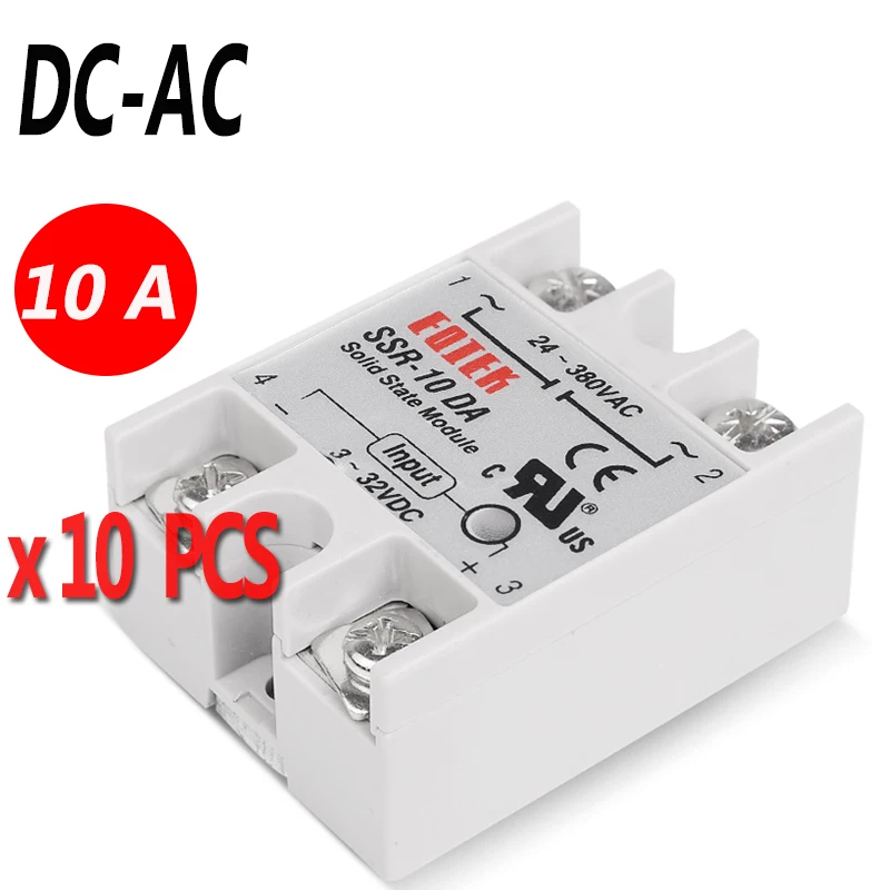 10 PCS/Lot SSR-10DA Sinotimer Brand Industrial Solid State Relay 10A 3-32V DC Input and 24-380VAC Output Load DC-AC
10 PCS/Lot SSR-10DA Sinotimer Brand Industrial Solid State Relay 10A 3-32V DC Input and 24-380VAC Output Load DC-AC
