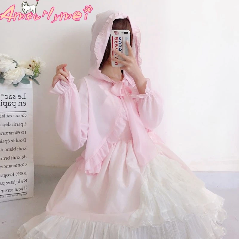 2019 Summer Women Shirt Japanese Mori Girl Sweet Pink Bow Lace up Ruffles Long Sleeve Chiffon Cardigan Blouse Lolita Kawaii Tops
2019 Summer Women Shirt Japanese Mori Girl Sweet Pink Bow Lace up Ruffles Long Sleeve Chiffon Cardigan Blouse Lolita Kawaii Tops