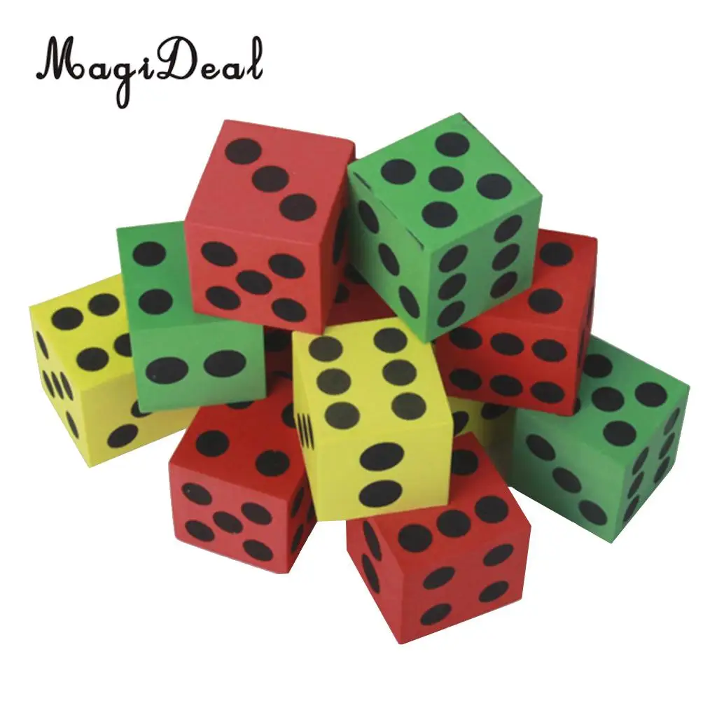 12Pcs/Set Soft Foam 6 Side Dices Maths Dice for Kids Children Learning Playing Games Classroom Teaching Aids Novelty Toys