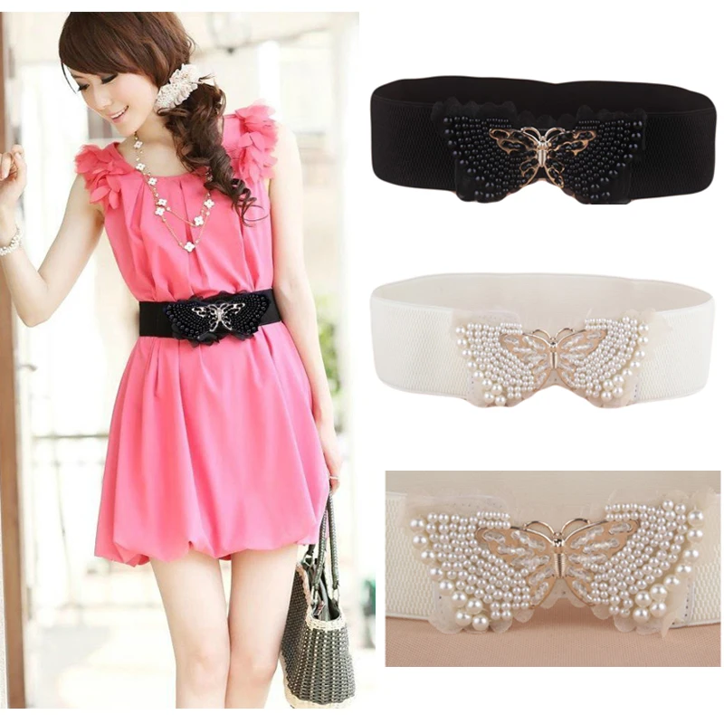 Women Fashion Pearl Bead Metal Butterfly Buckle Lace Elastic Stretchy Waist Belt BLTLL0012
Women Fashion Pearl Bead Metal Butterfly Buckle Lace Elastic Stretchy Waist Belt BLTLL0012