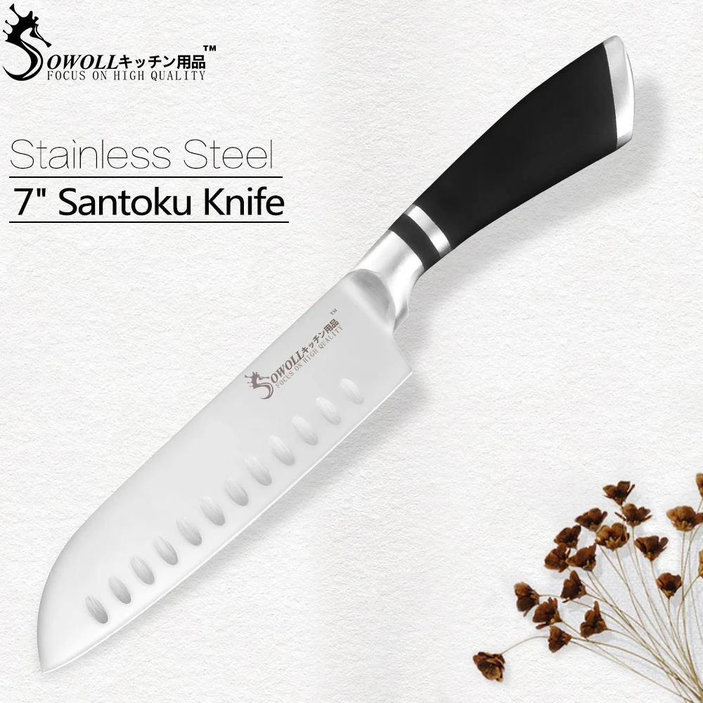 SOWOLL Stainless Steel Santoku Knife 7 Inch Kitchen Cutlery Ultra Sharp Utility Slicing Chef Cooking Knife For Meats Vegetables
SOWOLL Stainless Steel Santoku Knife 7 Inch Kitchen Cutlery Ultra Sharp Utility Slicing Chef Cooking Knife For Meats Vegetables