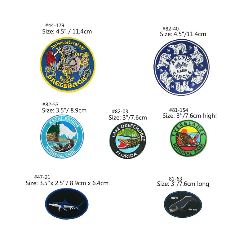EVERGLADES Alaska Arctic circle Polar bear SHARK JAWS Seafish Logo KENAI FJORDS national park Embroidered iron on Patches
EVERGLADES Alaska Arctic circle Polar bear SHARK JAWS Seafish Logo KENAI FJORDS national park Embroidered iron on Patches