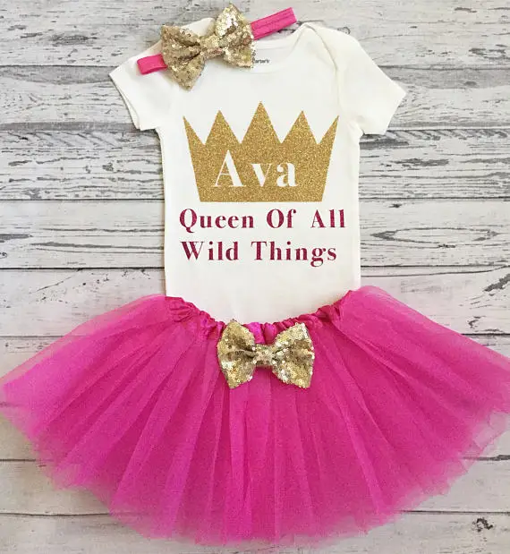 

custom where the wild thing are birthday bodysuit onepiece cake mesh tutu romper Outfit Set baby shower party favors