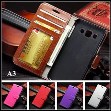 Luxury wallet bag stand retro business carzy horse TOP leather case cover for Samsung Galaxy A3 2015 A3000 A300F phone cover