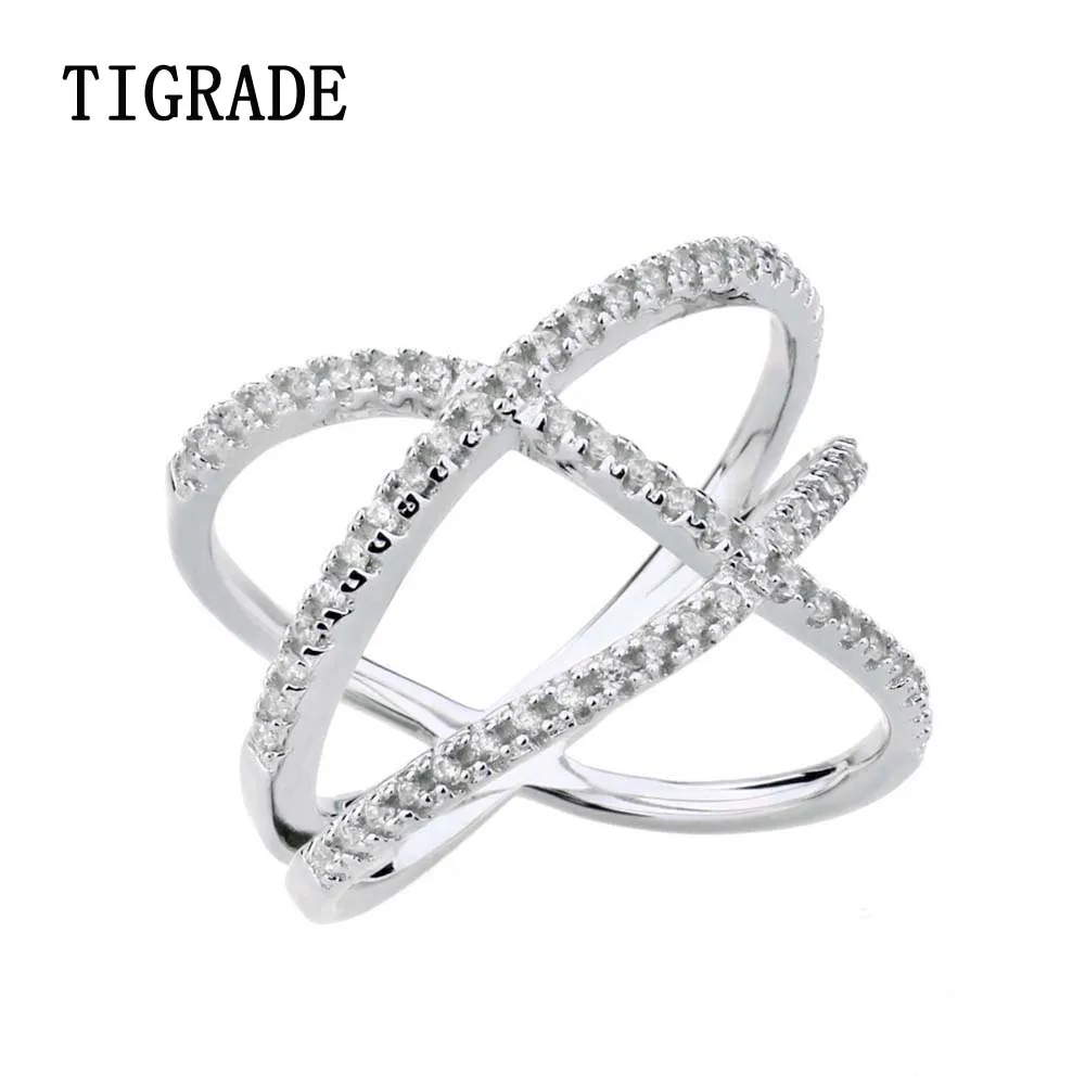 TIGRADE Cross Cubic Zirconia 925 Sterling Silver Ring Women Eternity Wedding Band Simple Rings For Female
TIGRADE Cross Cubic Zirconia 925 Sterling Silver Ring Women Eternity Wedding Band Simple Rings For Female