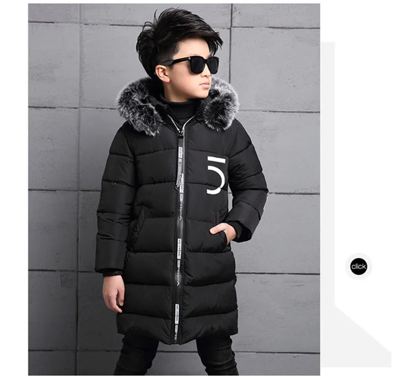 2017 winter down jacket for boy fur big kids coat thick cotton hooded warm casual jacket Outerwear padded children clothing (11)