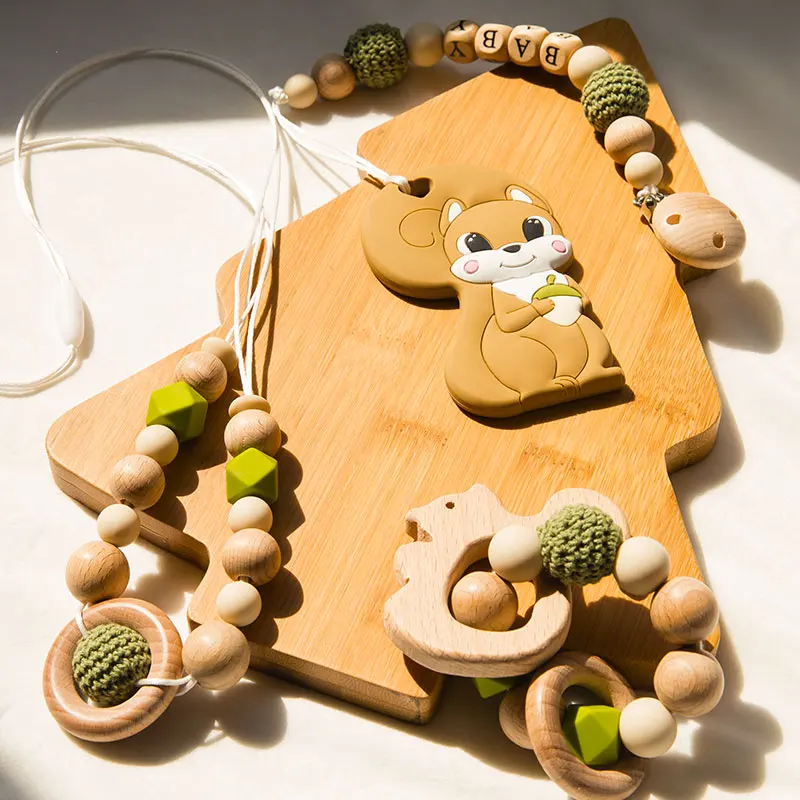 DIY Baby Teether Toy Squirrel Nursing Necklace Silicone Bracelet Hexagon Beads Teething Ring Wooden Pacifier Clip Chain Tiny Rod
DIY Baby Teether Toy Squirrel Nursing Necklace Silicone Bracelet Hexagon Beads Teething Ring Wooden Pacifier Clip Chain Tiny Rod