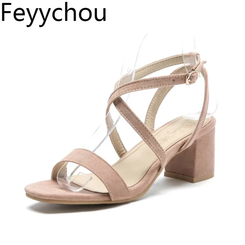 Women Sandals Med Heel Beach Shoes Flock Peep Toe Buckle 2018 Summer Sexy Fashion Casual Wedding Office Dress Beige Black Pink
Women Sandals Med Heel Beach Shoes Flock Peep Toe Buckle 2018 Summer Sexy Fashion Casual Wedding Office Dress Beige Black Pink