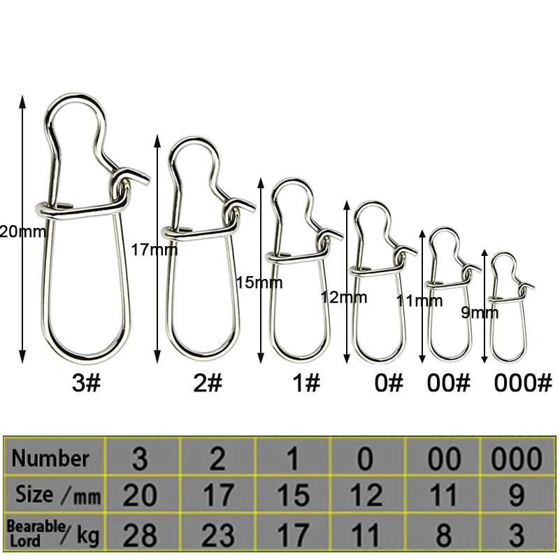 100PCS Fishing Barrel Swivel with Safety Snap Accessories Tackle Connector Combo