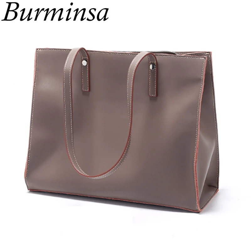Burminsa Big Women Genuine Leather Handbags Large Capacity Soft Female Shoulder Bags High Quality A4 Work Tote Bags Summer 2019
Burminsa Big Women Genuine Leather Handbags Large Capacity Soft Female Shoulder Bags High Quality A4 Work Tote Bags Summer 2019