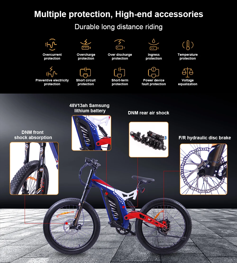 Top EZBIKE Electric Bike black 26x3.0 7 speed Fat Electric Bicycle 48V 17.4AH Lithium Battery Electric Mountain Bike 750W Motor Bike 15