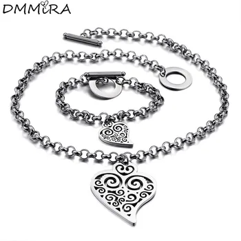 New Fashion Women Lover Color Gold Stainless Steel Flower Lovers Hearts Chain Bracelets Necklace Jewelry Sets Valentine's Day
New Fashion Women Lover Color Gold Stainless Steel Flower Lovers Hearts Chain Bracelets Necklace Jewelry Sets Valentine's Day