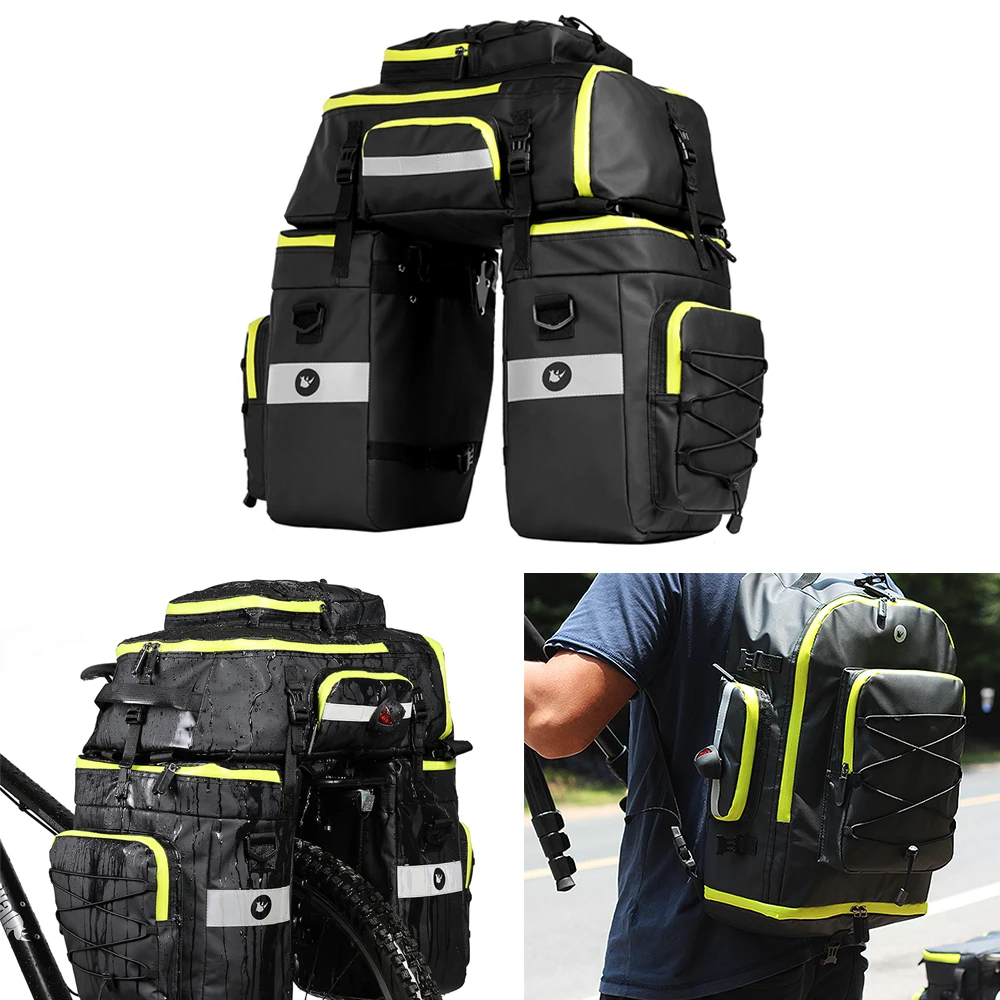Bike Pannier Bag Bicycle Rear Rack Bag Waterproof, 3 in 1 Rear Seat Bicycle Saddle Bag with Rain Cover for Cycling Bike Pannier Bag Bicycle Rear Rack Bag Waterproof, 3 in 1 Rear Seat Bicycle Saddle Bag with Rain Cover for Cycling