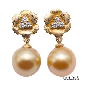 New Arriver Pearl Earrings Top Quality 10MM Gold Color South Sea Pearls Made With 18k Gold Flower Dangle Earring
New Arriver Pearl Earrings Top Quality 10MM Gold Color South Sea Pearls Made With 18k Gold Flower Dangle Earring