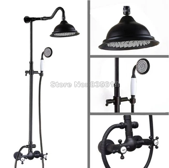 Black Oil Rubbed Bronze Bathroom Rain Shower Faucet Set with Ceramic Handheld Shower + Dual Handles Mixer Taps Wall Mount Wrs792
Black Oil Rubbed Bronze Bathroom Rain Shower Faucet Set with Ceramic Handheld Shower + Dual Handles Mixer Taps Wall Mount Wrs792